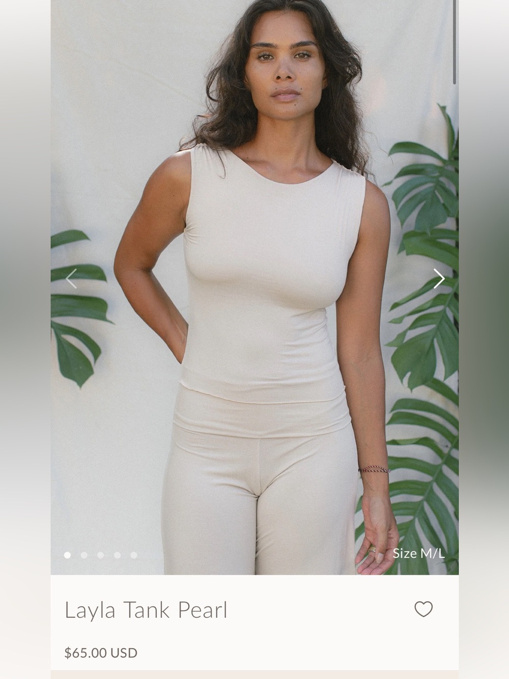 Indigo Luna Layla Tank XS/S Pearl built in bra plant viscose